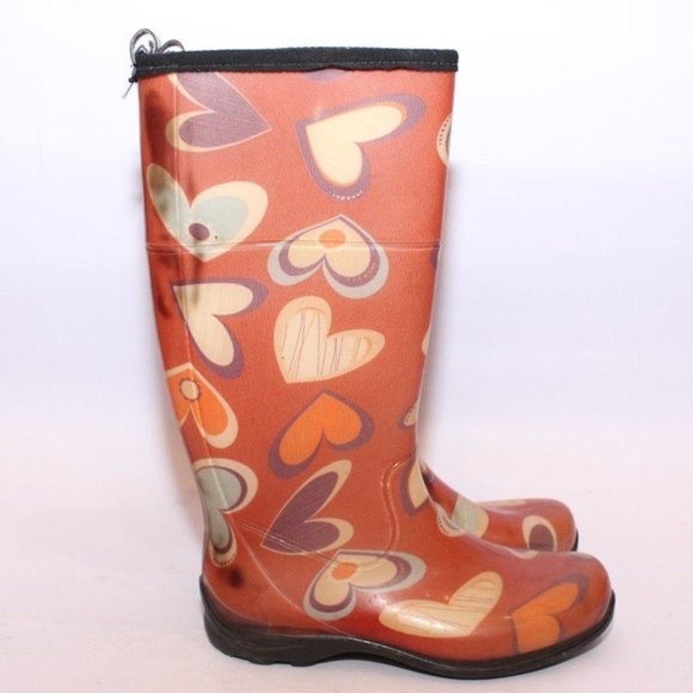 Kamik Boots Women 7 Rubber Waterproof Knee High Pull On Garden Heart Rain Shoes